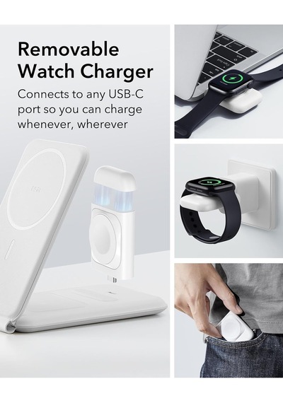 Esr 3 In 1 Seyahat Şarj Standı Apple Uyumlu iPhone, Airpods, İos Watch