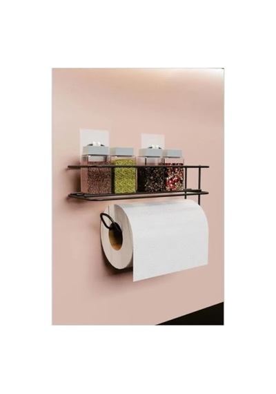 Yapışkanlı Metal Organizer Raf - Banyo Ve Mutfak İçin Açık Bej