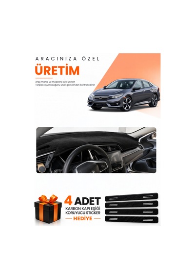 Honda Cıvıc Fc5 2015-2022 Uyumlu Torpido Koruma Örtüsü Oto Kılıfı - Siyah