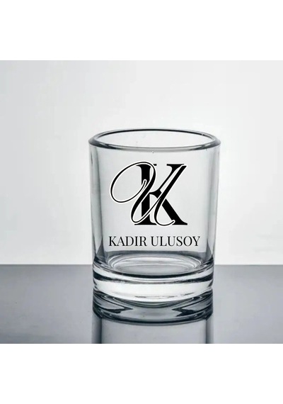 Kişiye Özel Baş Harfli Viski Bardağı - İsme Özel Monogram Tasarım Kadeh Renksiz