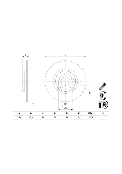 Fiat Egea Cross 1.6mjet 2021-2024 Bosch Ön Disk 281mm 2 Adet