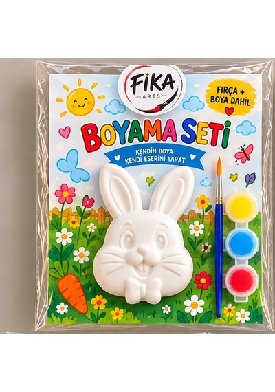 Tavşan Rölyef Figür Taş Tozu Boyama Seti