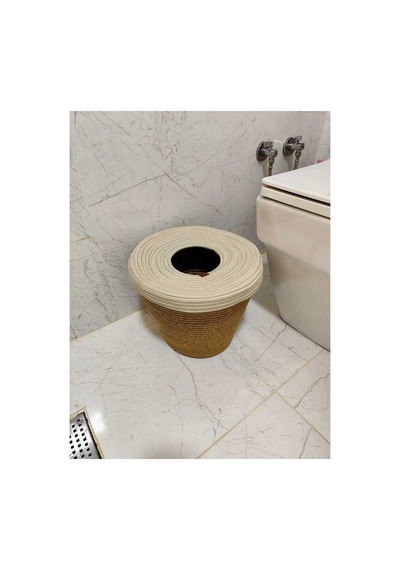 Jüt, Hasır, Çöp Kovası, Mutfak Çöp Kovası, Banyo Çöp Kovası, Doğal, Natürel, Jüt Kova, Modern Kova Hasır-krem Hasır-krem