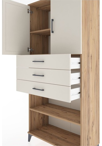 Hyperion Dolap 3 Raflı 3 Çekmeceli 2 Kapaklı 88x44x195 Çam-aytaşı Atlas Çam