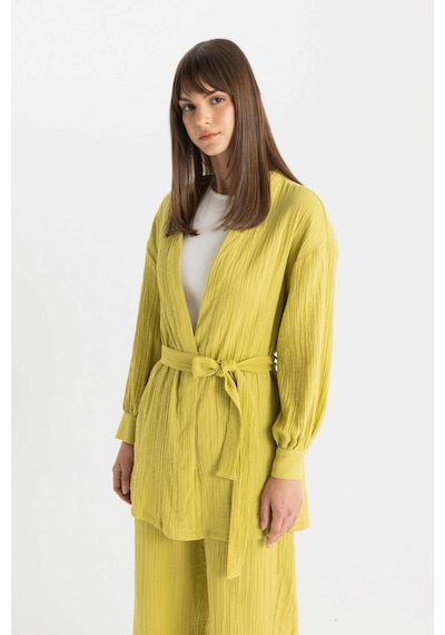 Defacto Relax Fit V Yaka Müslin Kimono C9694AX24SMGN741 Yeşil