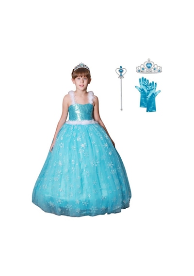 Butikhappykids Prenses Elsa Askılı Kostüm Taç Asa Eldiven 1 - 12 Yaş Mavi Butikhappykids Prenses Elsa Askılı Kostüm Taç Asa Eldiven 1 - 12 Yaş Mavi