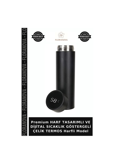 Premium Harf Tasarımlı Ve Dijital Sıcaklık Göstergeli Çelik Termos Harfli Model Çok Renkli