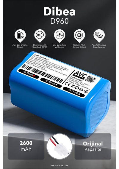 Dibea D960 2600mah Robot Süpürge Bataryası M.ö