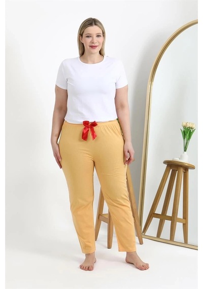 Mtm My The Mall Kadın Pamuklu Büyük Beden Alt Pijama Sarı Sarı