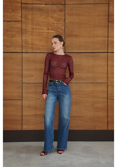 Verymoda Dantel Bluz F2092 Mürdüm