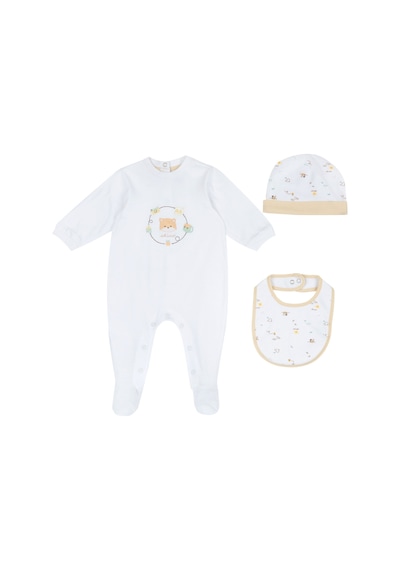 Chicco Kız Bebek Tulum, Şapka Ve Önlük Hediye Seti 09102093000000 000033 Beyaz