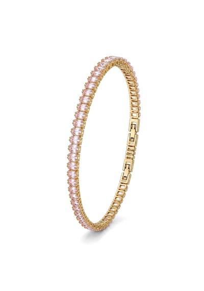 4mm Zirkon Taşlı Ayarlanabilir Su Yolu Kadın Bileklik Altın - Pembe