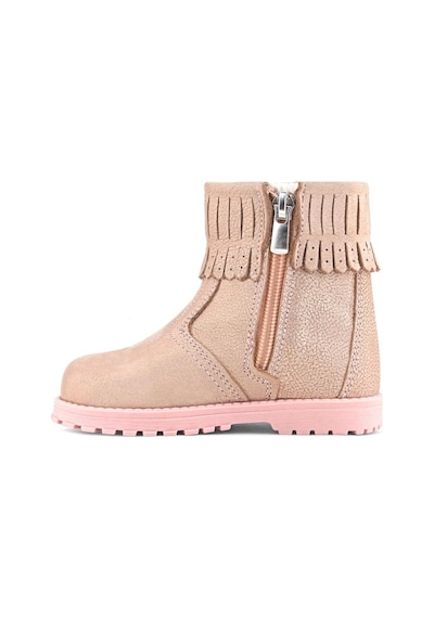 Rakerplus Chiron Hakiki Deri Pembe Simli Fermuarlı Kız Çocuk Bot Çizme Pembe