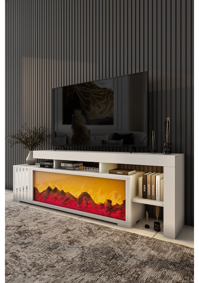 Dekoratif Yapay Şömine Ve Tv Ünitesi 160 Cm X 52 Cm ,kumandalı, B