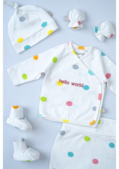 Boumini 6'lı Bebek Hastane Çıkış Seti Hello World Pembe