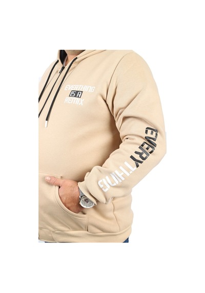 Moc Grande Mocgrande Büyük Beden Erkek Fermuarlı 3ip Sweat Everything 22737 Bej