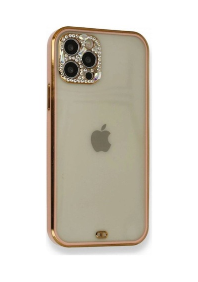 Apple İphone 12 Pro Kılıf Liva Taşlı Silikon - Pembe