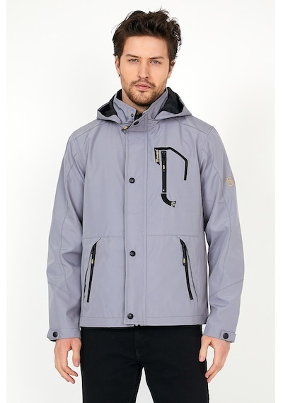 Sivaist Yeni Sezon Erkek Gri Softshell Kapüşonlu Iç Cepli Mont