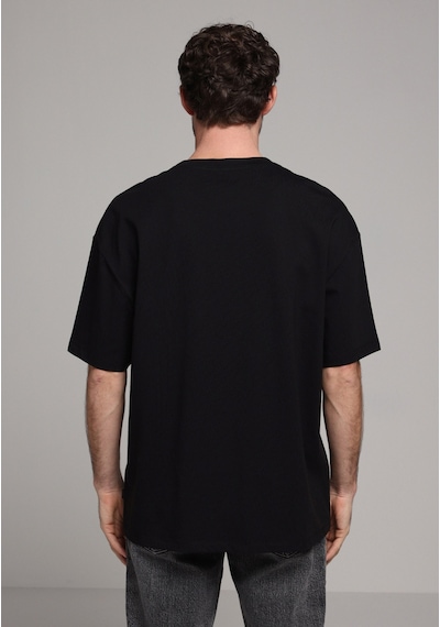 Colin's Colins Oversize Fit Yuvarlak Yaka Düz Erkek Siyah Kısa Kol Tişört Cl1080061 Q1.v1 Blk Siyah