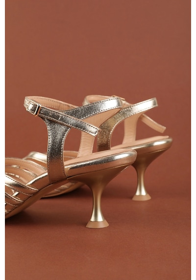 Gondol Kadın Hakiki Deri İnce Stiletto Topuklu Ayakkabı Brgl.6159 Gold