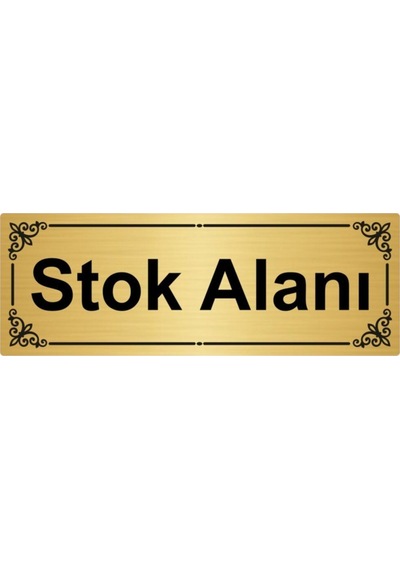 Stok Alanı 7x20cm Altın Renk Metal Yönlendirme Levhası