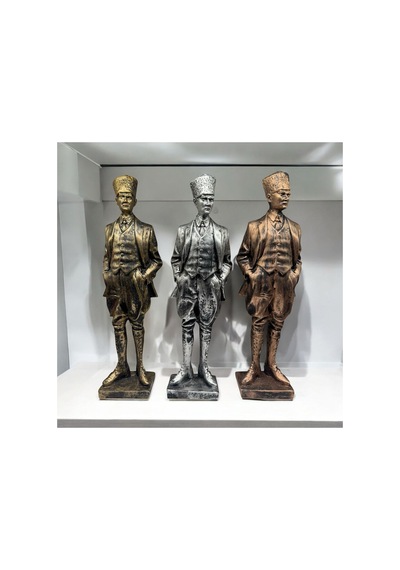 Dekoratif Polyester Atatürk Heykeli 46 Cm Bakır Eskitme