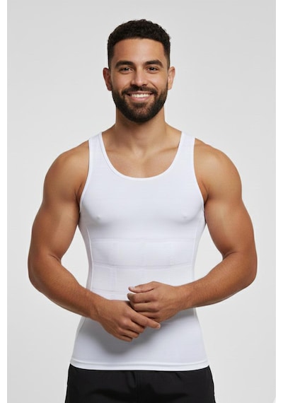 Fit Women Erkek Atlet Korse Bel Göğüs Göbek Korse 6050 Beyaz