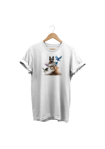 Widi Kurt Köpeği Baskılı Beyaz T-shirt Beyaz