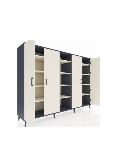 Hyperion Dolap 12 Raflı 4 Kapaklı 220x44x163 Antrasit-aytaşı Antrasit-aytaşı