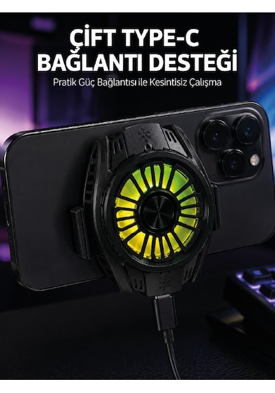 Manyetik Bağlantılı Çift Type-c Girişli Telefon Soğutucu - Lisinya