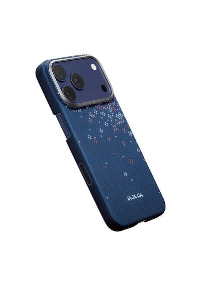 İphone 17 Pro Max Uyumlu Kılıf M-safe Şarjlı Aramid Fiber Pitaka Sakura Hours Serisi Kapak Lacivert