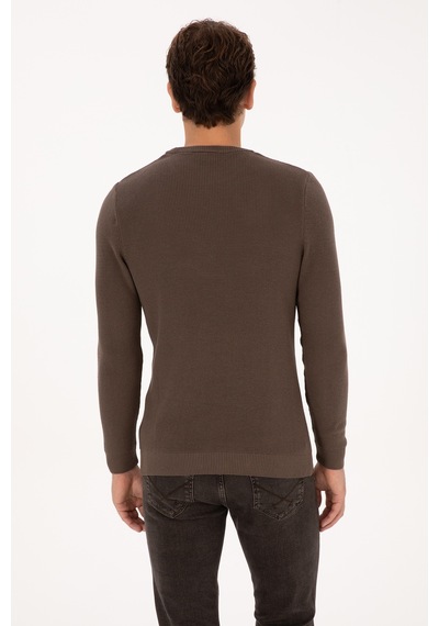 U.S. Polo Assn. Erkek Slim Fit Bisiklet Yaka Vizon Basic Kazak 50313667-VR052 U.S. Polo Assn. Erkek Slim Fit Bisiklet Yaka Vizon Basic Kazak 50313667-VR052