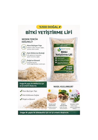Bitki Yetiştirme Lifi 1 Litre %100 Doğal, Hava Geçirgen Kök Geliştirici Lif Diğer