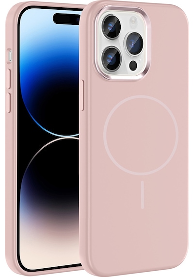 Apple Uyumlu iPhone 14 Pro Max Kılıf M-safe Şarj Özellikli Metal Kamera Çerçeveli Mkst Edi Silikon Kapak - Rose G Rose Gold