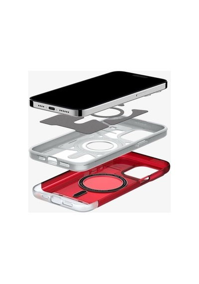 Spigen İphone 15 Pro İle Uyumlu Kılıf Classic C1 İmac G3 Desing Magfit Magsafe Uyumlu Ruby Kırmızı