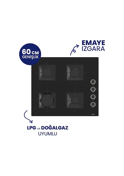 Ferre SS205+D063-SA 2'li Ankastre Set Siyah