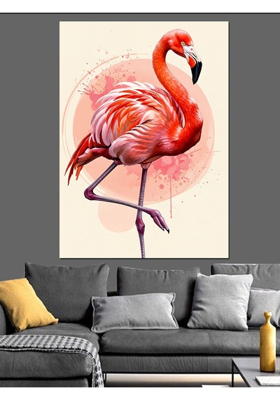 Ahşap Tablo Flamingo Kuşu Pembe Zarif