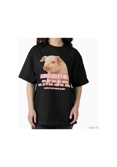 Flood Of Style Schrödinger's Meat Erkek Kadın Tişörtü %100 Pamuklu Tişört Kısa Kollu Üstler 1208-4 Siyah