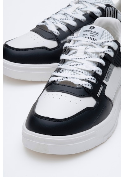 Hammer Jack Erkek Kalın Taban Bağcıklı Sneaker Gerçek Deri Hj 25205m Beyaz/siyah