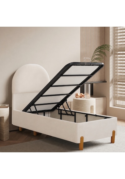 Bohem Tek Kişilik Sandıklı Baza + Bohem Başlık 2'li Set Konuma Özel Teslimat 90 x 190 CM