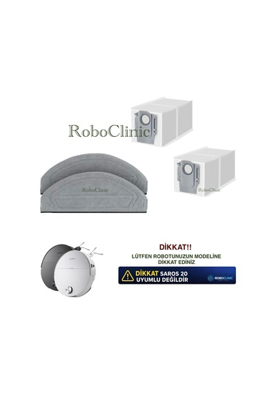 Roborock Saros 20 Sonic Robot Süpürge Uyumlu Yedek Toz Torba, Mop Paspas 4 Parça