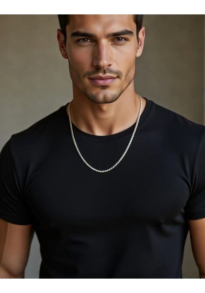Gümüş Renk Çelik Küp Zincir Kolye - Unisex Box Chain Model 2026 Trend