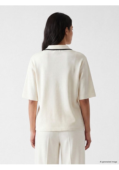 Lcw Everyday Ekru Polo Yaka Soft Touch Kadın Tişört