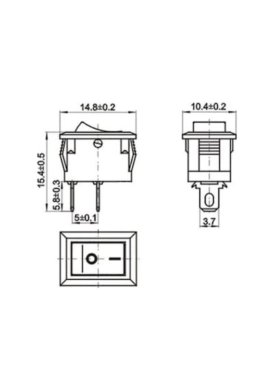 5 Adet Ic-125B Mini (S) Işiksiz Anahtar On-Off 2P Siyah
