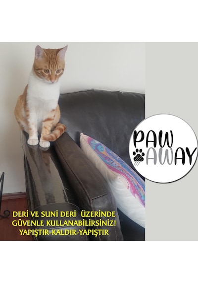 Pawaway Kedi Eğitim Bandı Tek Yüz Yapışkanlı Tırmalama Caydırıcı Koltuk Mobilya Koruyucu Şeffaf 25 x 45 CM 4 Adet