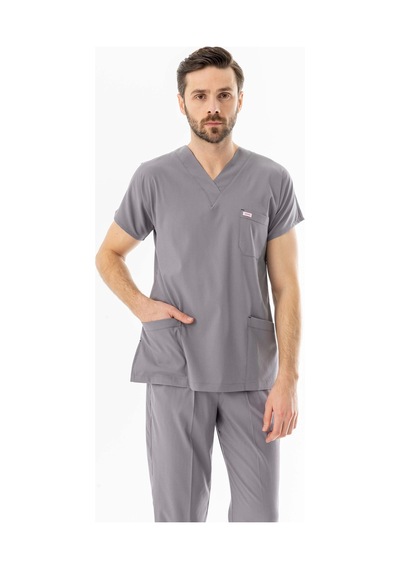 Likra Yarasa Kol Doktor Hemşire Forması Açık Gri Lyrs1010 Açık Gri