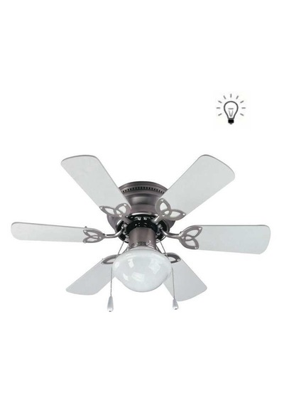 Vanti Kcf278 60w 30 İnç Ahşap Beyaz 6 Kanatlı Lambalı Avizeli İpli Tavan Vantilatörü