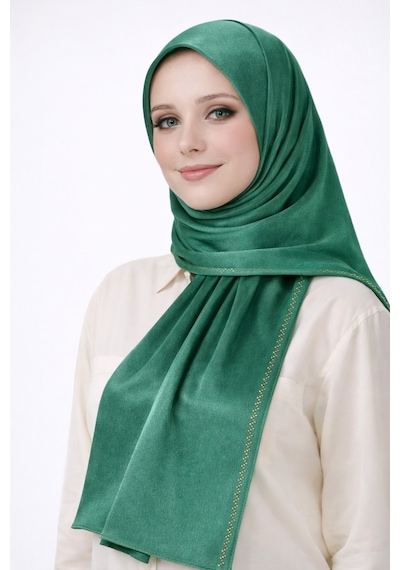 Mim Eşarp Mısırlı Eşarpları Taşlı Jan Jan Abiye Şal 75x190 Cm Zümrüt