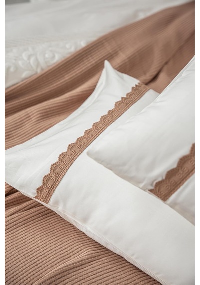 Ecocotton Alessa Terra %100 Organik Pamuk Jakarlı Pike Takımı 240 260 Cm Terrecota