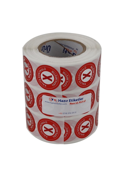 Pp Metalize Kalite Kontrolü Yapılmıştır Ret Etiketi 25mm Çap 2500 Adet Yan Yana 3 Lü Çok Renkli